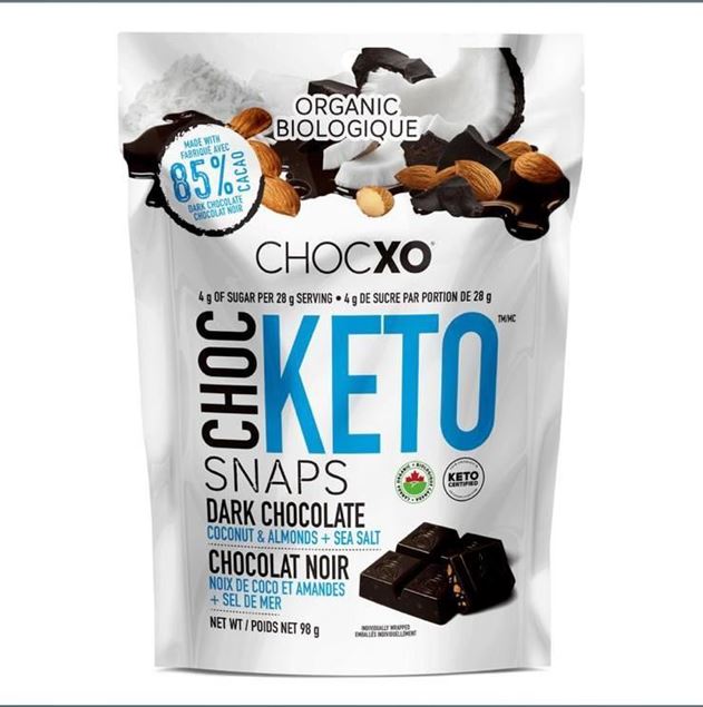 图片 CHOCXO Keto 低糖低碳海鹽杏仁椰子片黑巧克力塊 (30小包)